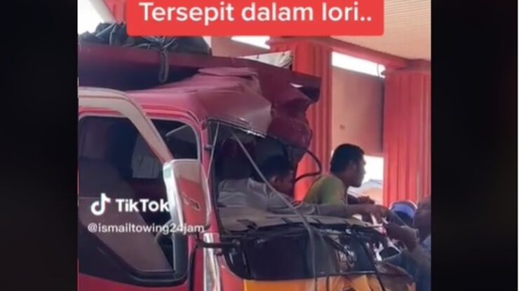 kelindan tersepit dalam lori
